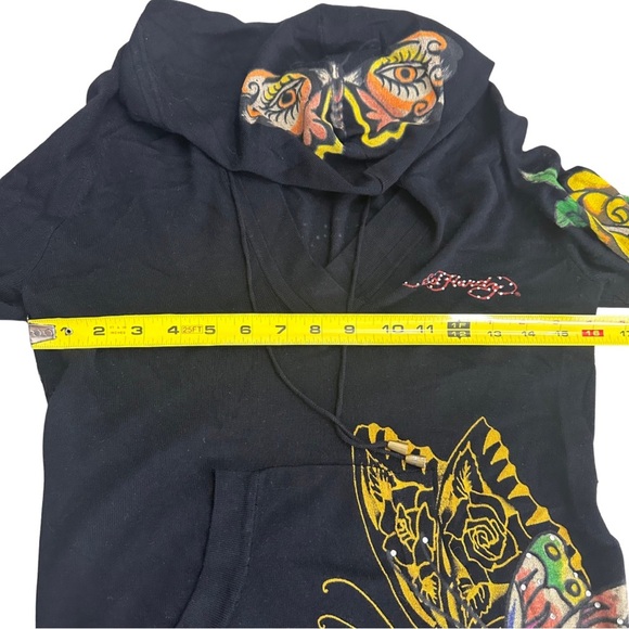 Vtg Ed Hardy By Christian Audigier Hooded Mini Dress SZ Large Knit Butterfly EUC - Picture 8 of 11